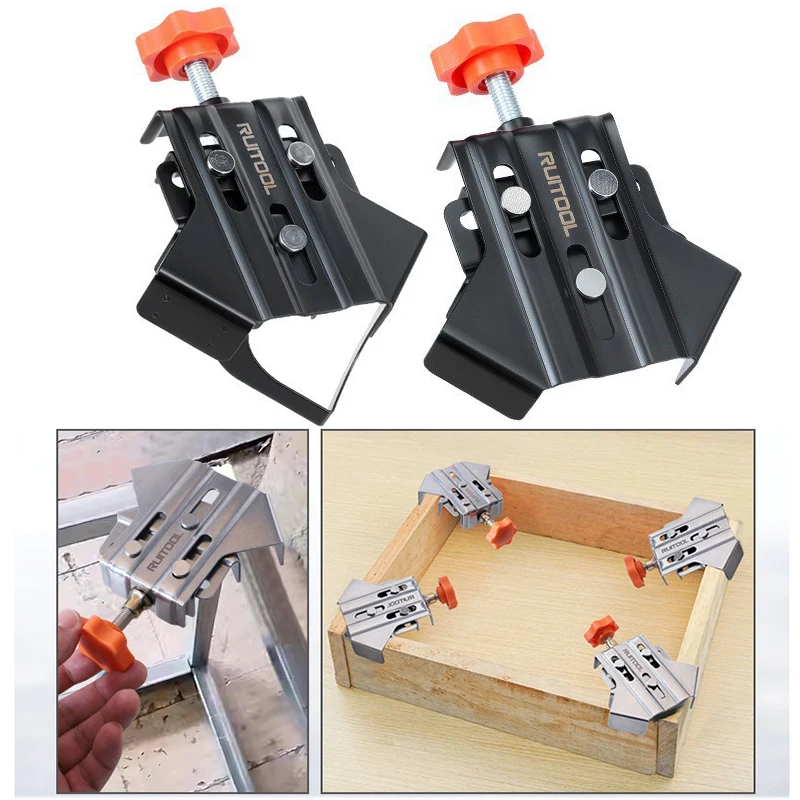 

2 шт., квадраты для позиционирования под углом 90 градусов, прямоугольные зажимы, регулируемый угловой зажим, деревообрабатывающий крепежный зажим, инструмент для шкафов, рама