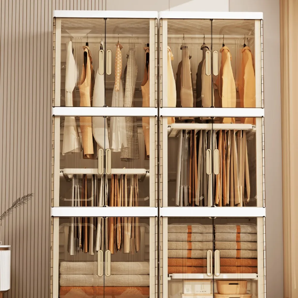 Adult hanging large clothes folding storage cabinet, multi  layer storage locker against the wall