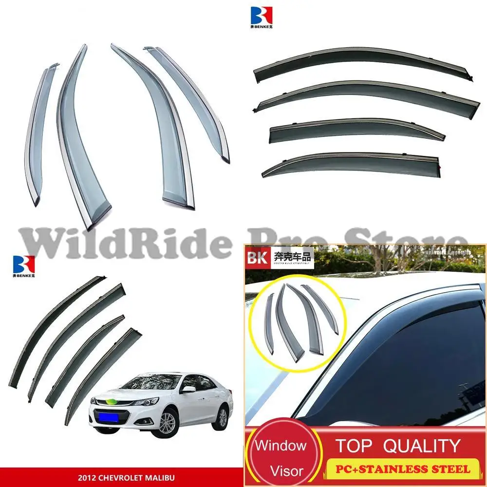 

1 set Colored Tape Side Window Deflectors with 2012 2015 Chevrolet Malibu Vent Visors Rain Guards Compatible