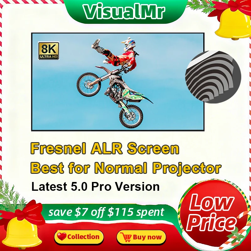 

2024 Верхний проекционный экран Fresnel 5.0 Pro ALR с фиксированной рамкой, отклоняющий окружающий свет, лучше всего подходит для нормального проектора CLR 4K HD, рамка 1 см