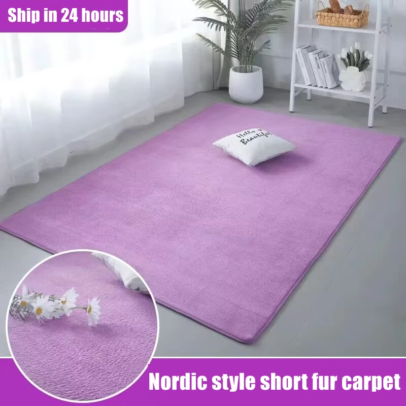 

Elegant Purple Carpet for Living Room Low Pile Rug Children Bed Room Fluffy Floor Carpets Window Bedside Home Decor Coral Fleece