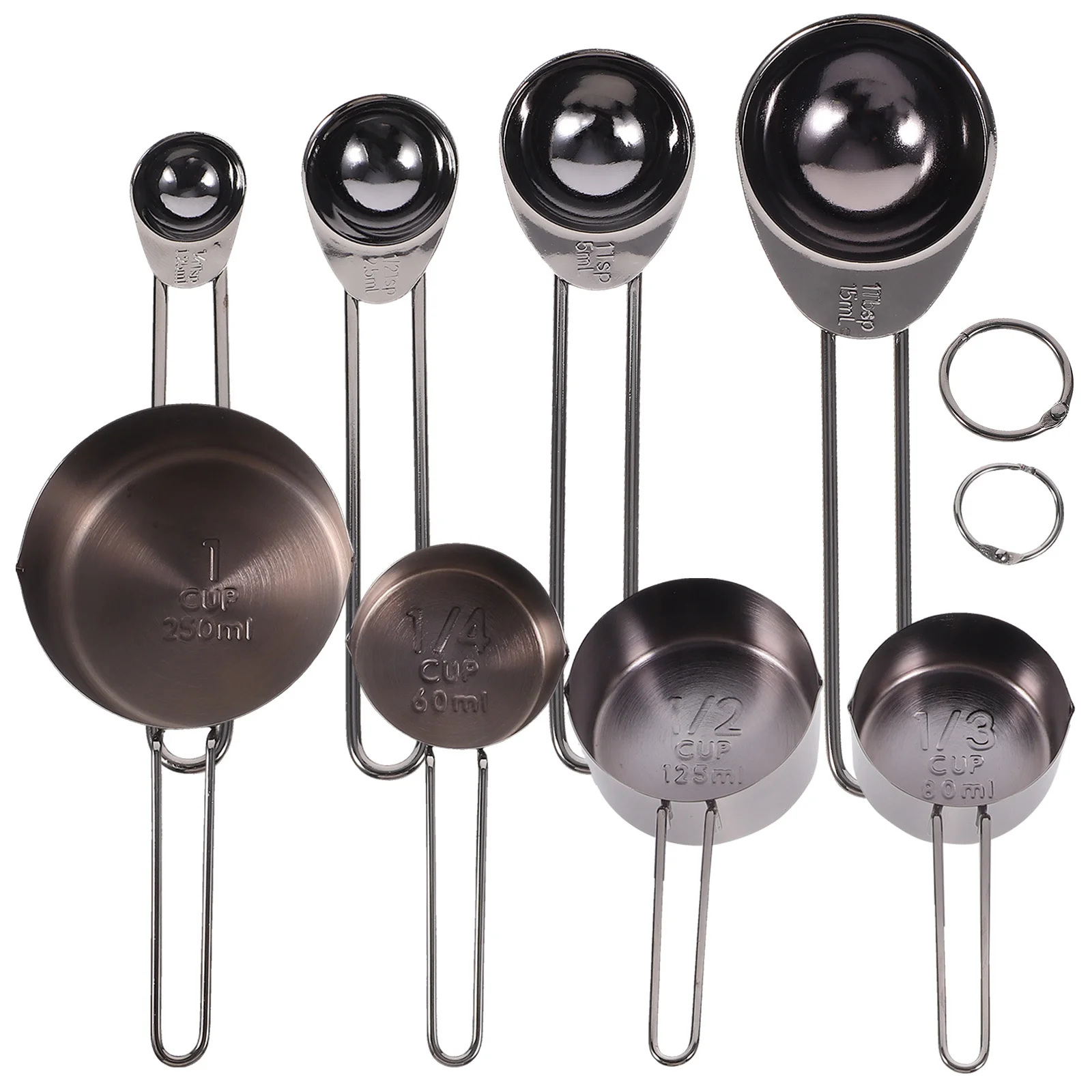 

1Set Kitchen Baking Measuring Cups Spoons Stainless Steel Ergonomic Handle Practical Measuring Spoons Set for Coffee