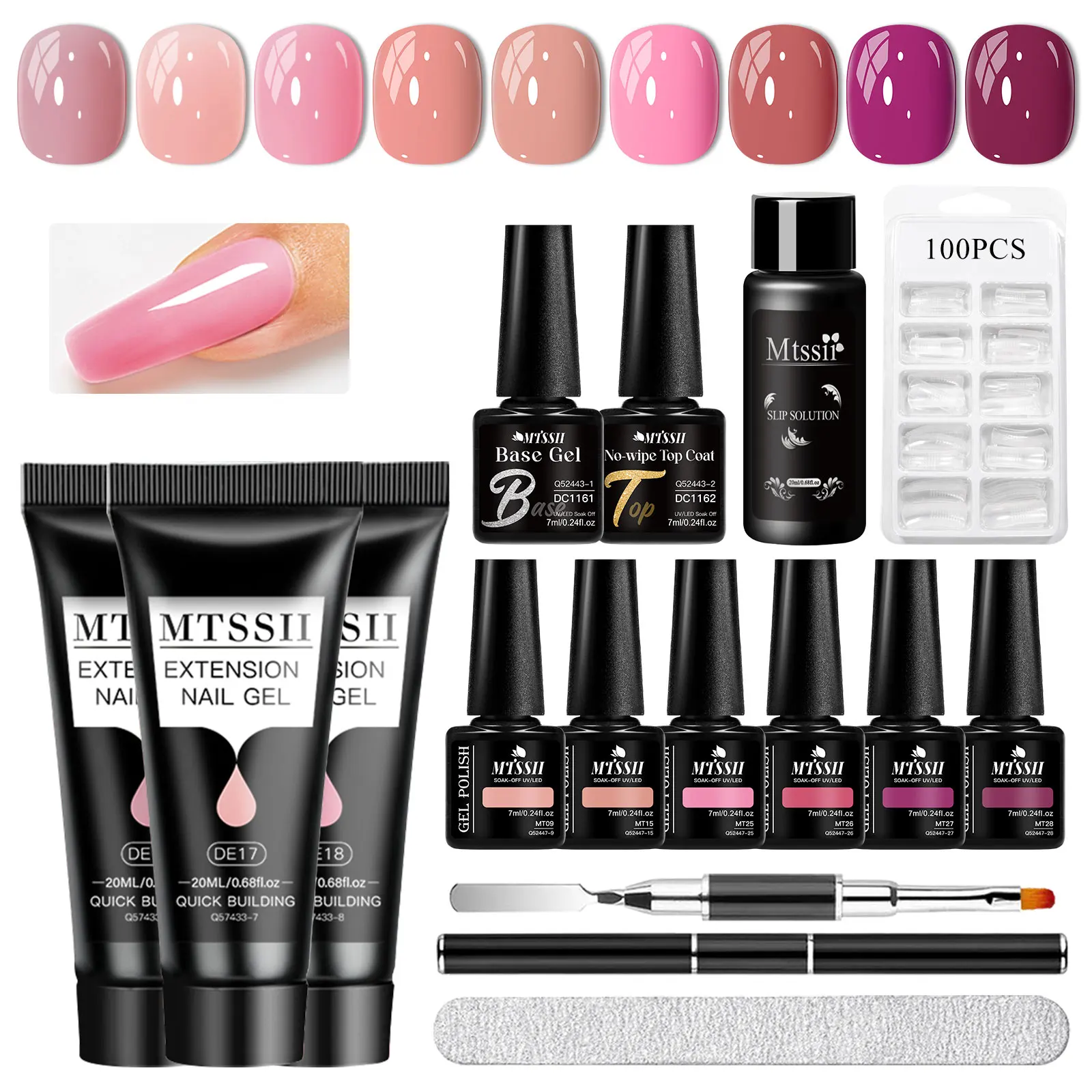 15 قطعة تمديد سريع هلام مسمار مجموعة طلاء الأظافر 20 مللي عارية الوردي UV بناء مسمار الفن ورنيش قاعدة معطف فوقي أدوات مانيكير مستلزمات الأظافر