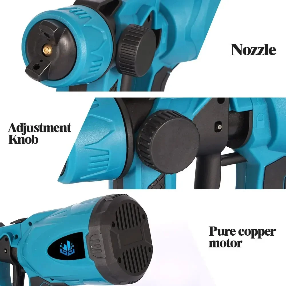 800ML Cordless Electric Spray Gun Portable Household Disinfection Easy Adjustbale Knob Paint Sprayer For 18V Battery Makita