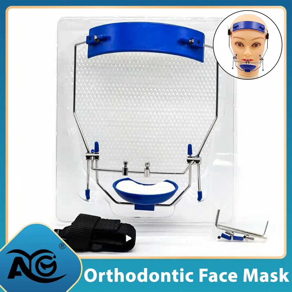 AG 1Set Dental Mask Orthodontic Adjustable High Pull Headgear Face Mask Double Pole Odontologia Tools Dentistry Device