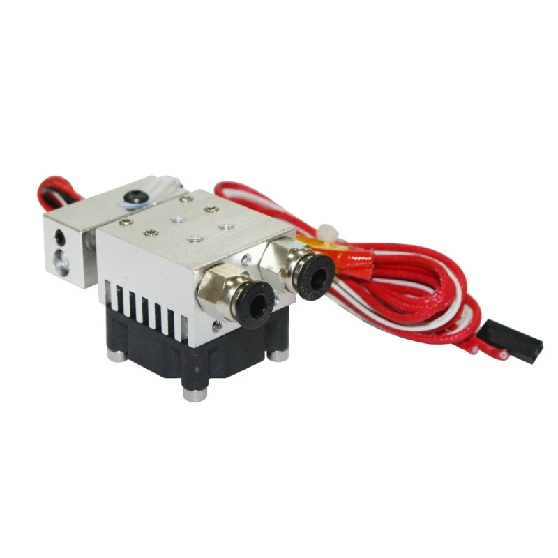 3D Assembled Extruder Hotend 2 in 1 Out Hotend Single Head 12V/24V with Fan