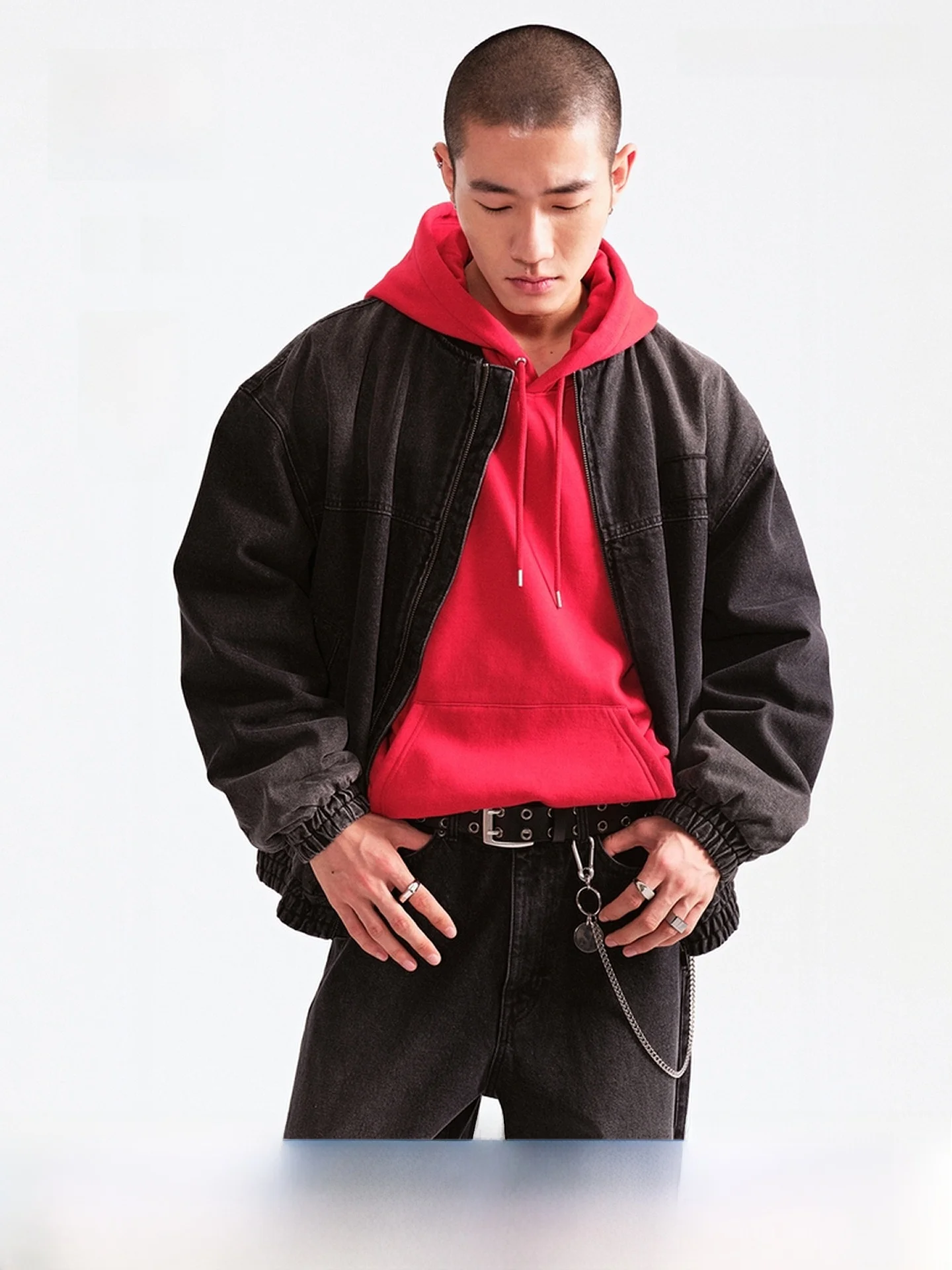 

Мужская хлопковая куртка H&M, летняя новинка 2026 года, на молнии, в американском джинсовом стиле, повседневная, свободного кроя, стандартной длины, для ежедневной носки