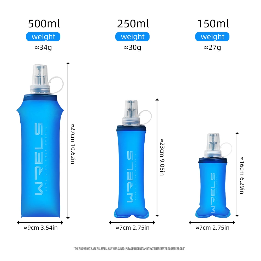 WRELS Outdoor Collapsible Silicone Water Bottle Running Camping Hiking Travel Convenient BPA Free TPU Soft Water Bottle view 5