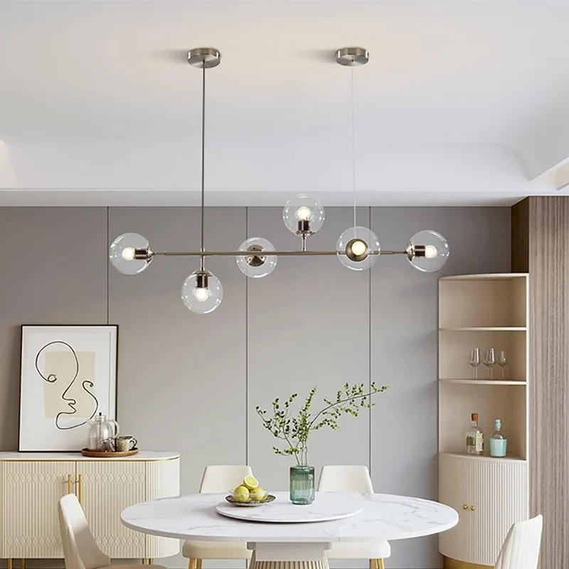 Nordic Restaurant Bar Counter Pendent Lamp Modern Minimalist Creative Living Room Dining Table Glass Chandelier Home Decoration - view 4