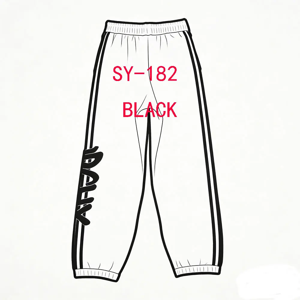 

SY-182 Black Cotton Embroidered Joggers - Hip-Hop Street Sport Pants, Euro Trendy Casual Jogging for Spring/Fall