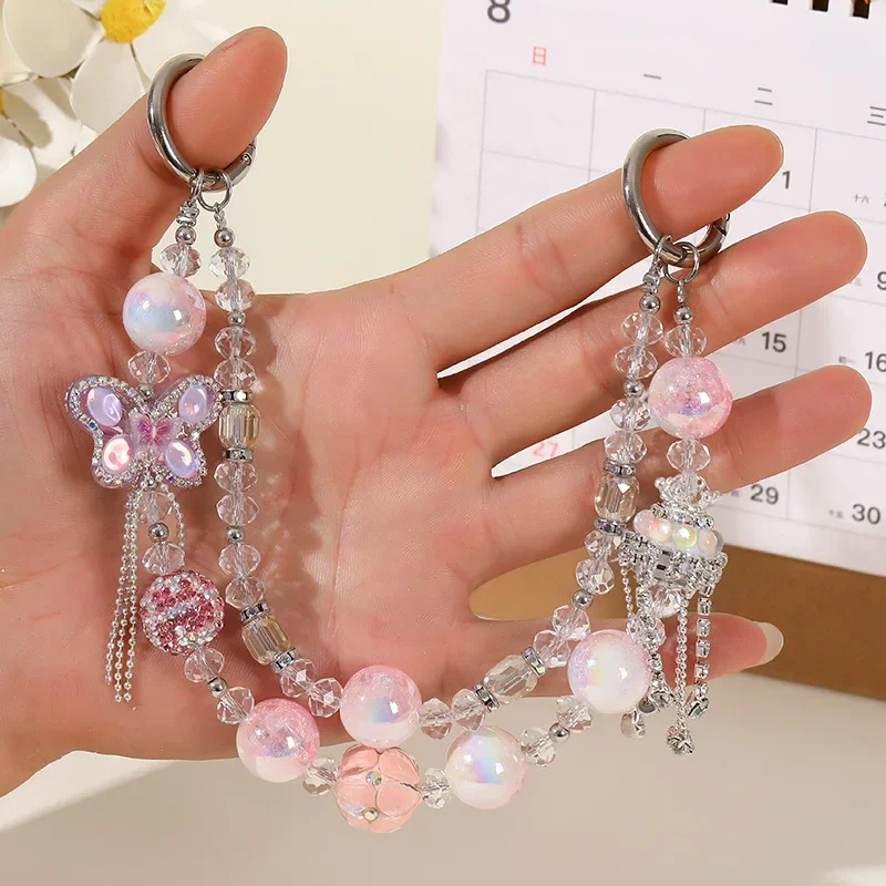 Original Gentle Style Double-layer Beaded Phone Chain Key Chain Backpack Ornament