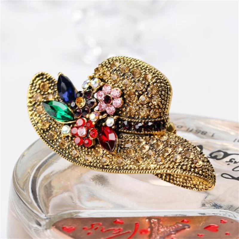 Vintage Temperament Flower Sun Hat Brooches For Women Girls Versatile Trendy Clothing Accessories Exquisite Elegant Brooch Gifts