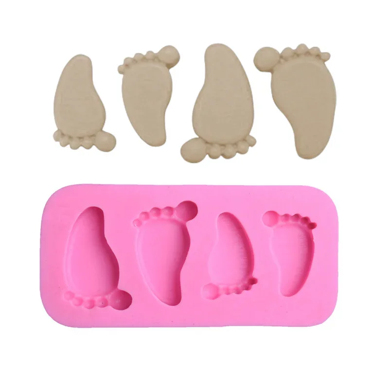 

3d Baby Feet Silicone Mold DIY Reverse Forming Chocolate Candy Paste Cake Dessert fondant molds baby shower Decorating Baking