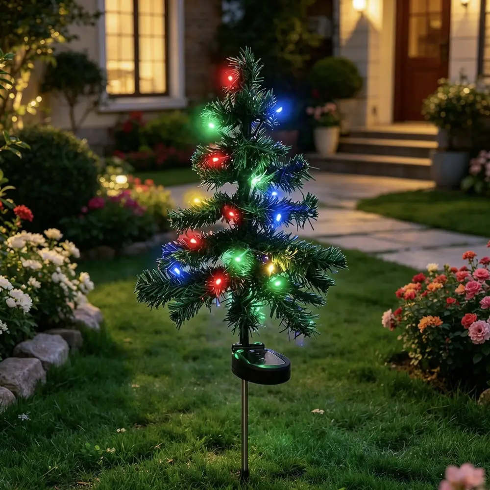 Outdoor Solar Christmas Tree Light Waterproof Garden Lawn Lamp Festive Holiday Decoration Landscape Path Lighting
