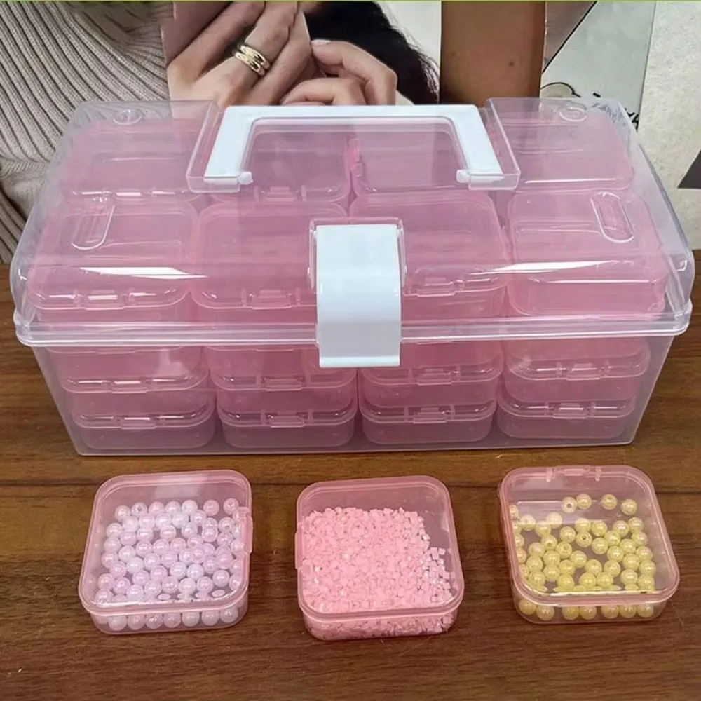 32pcs/Set New Plastic Storage Box Portable Transparent Container Box Suitcase High-capacity Sewing Supplies DIY Beaded