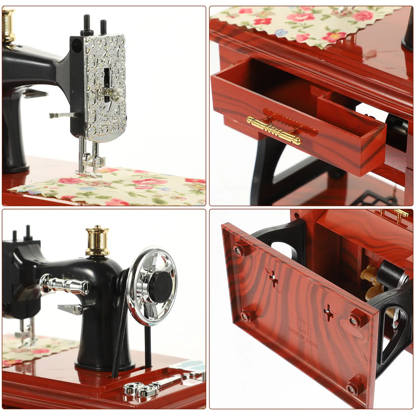 Vintage Sewing Machine Music Box Creative Ornament Musical Playing Decorative Retro Gift for Birthday Christmas Valentine's