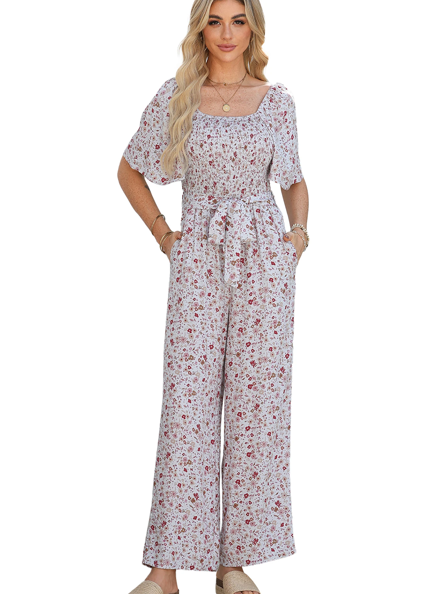 DearLover الأزهار طباعة ساحة Ne ort Sve السراويل النسائية الصيف الجديدة عالية الخصر مربوط بذلة السراويل الطويلة