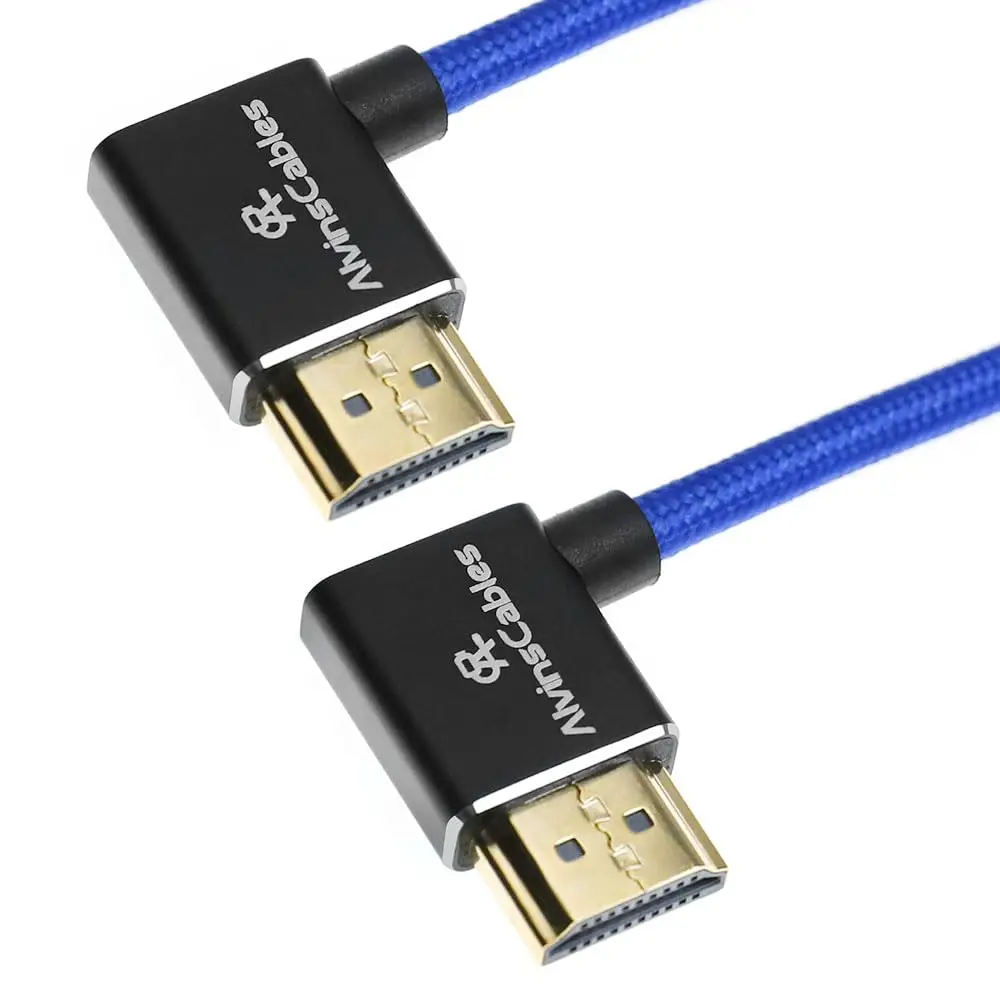 Alvin's Cables 8K 2.1 HDMI Cable 48Gbps 8K@60Hz 4K@120Hz High Speed Braided Coiled Cable for Sony A7 A9,Left to Left Angle, Blue