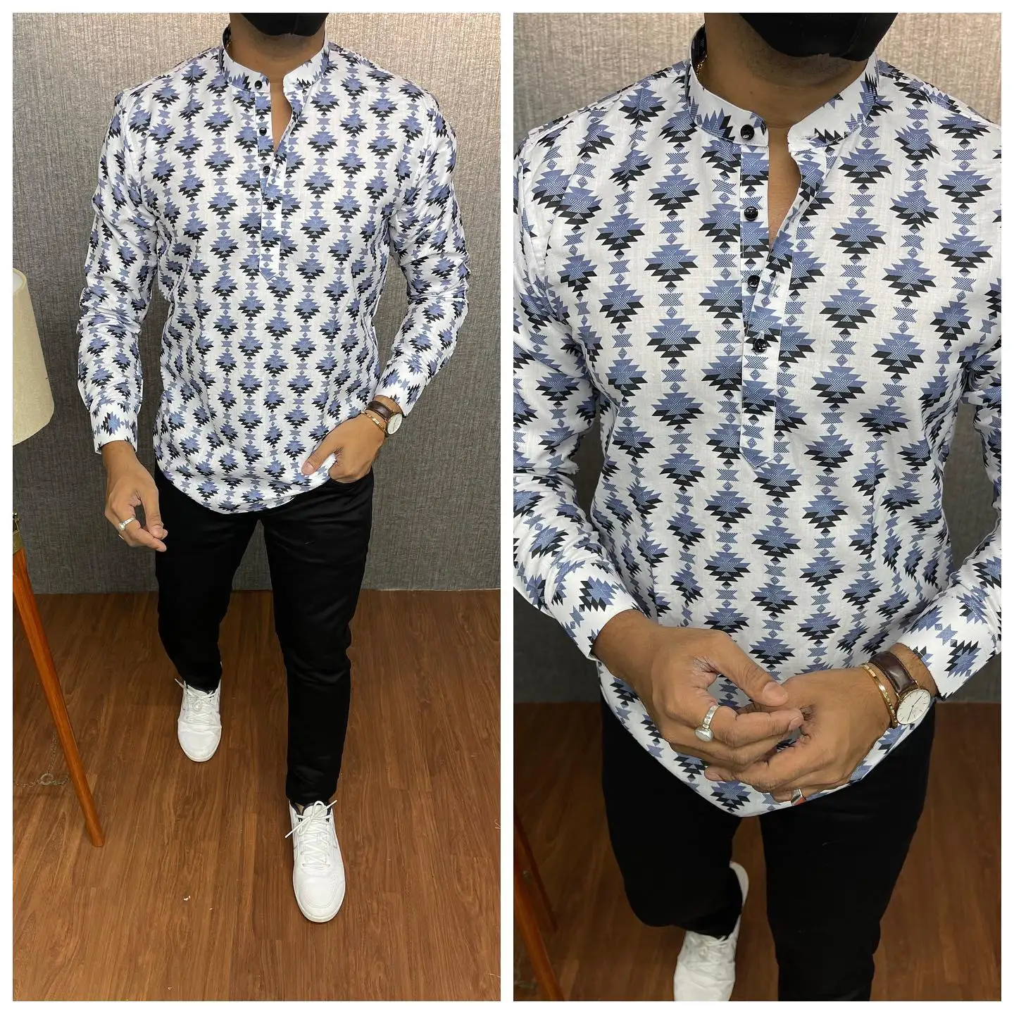 قميص مسلم قفطان دبي رداء رجالي بأكمام طويلة نمط عرقي 2026 ياقة واقفة ملابس عربية النمط الوطني الشرق الأوسط