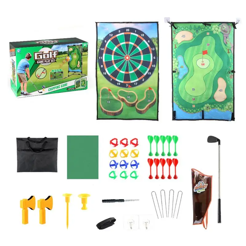 

Golf Chipping Game Mat Double-Sided Large Practice Mat Golf Training Dart Board Mat Stick Chip Game For Home Backyard Garage