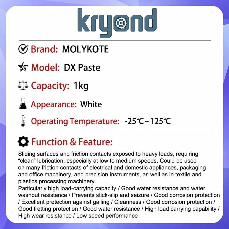 1PC MOLYKOTE DX Paste Lubricant Grease 1kg Dow Corning DX Lubrication Grease