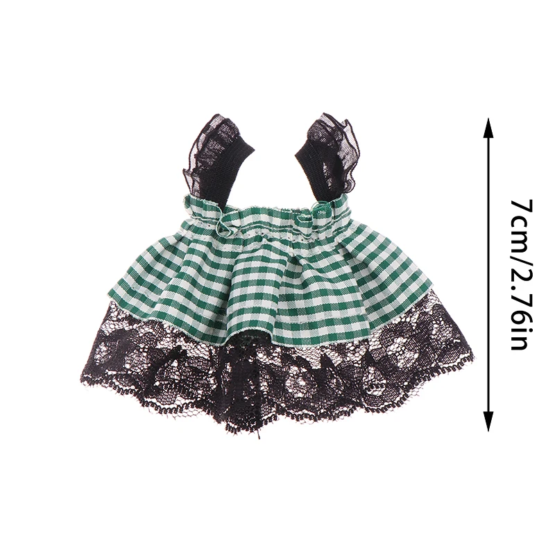 For 13cm Doll Clothes Doll Dress Lace Plaid Dress-up Doll Accessories Doll Clothes Changing