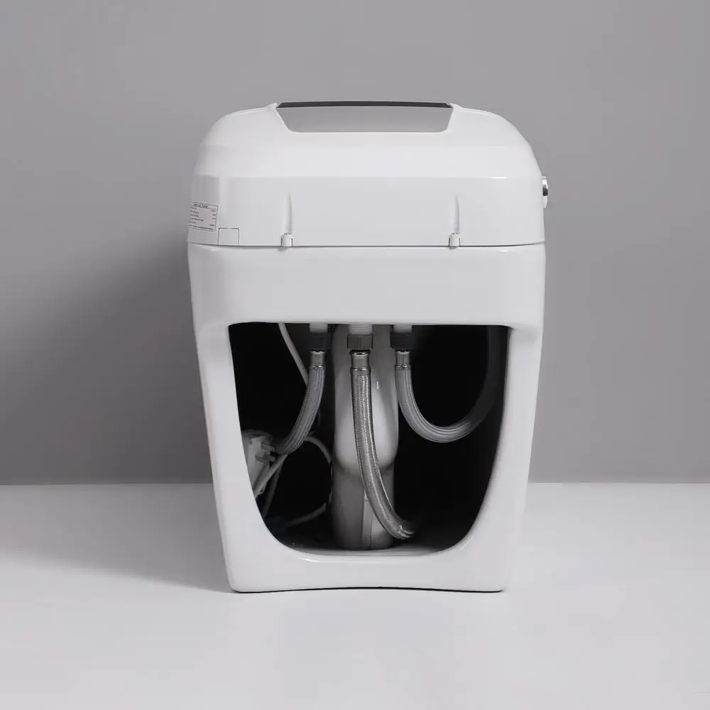 Smart Toilet Bidet FootSensor AutoFlush HeatedSeat NightLight LEDDisplay RemoteControl SelfCleaning Nozzle 1.28GPFDualFlush