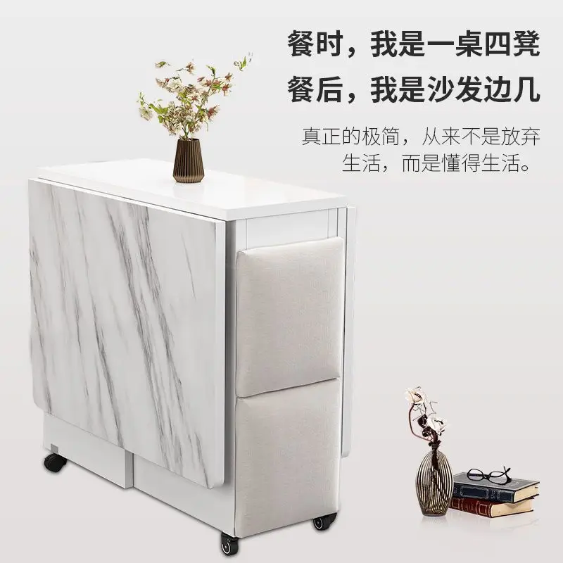 Removable Slate Folding Dining Table and Chairs for Home Small Apartment Dining Table Rectangular Multifunctional Wall Folding T