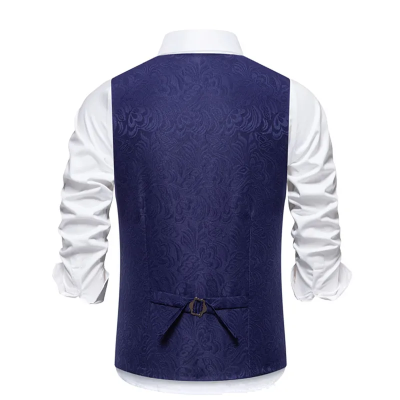 New Men Luxury Jacquard Suit Vests Loose Tops Red / Purple / Black / White Fashion Male Wedding Prom Party Dress Waistcoat