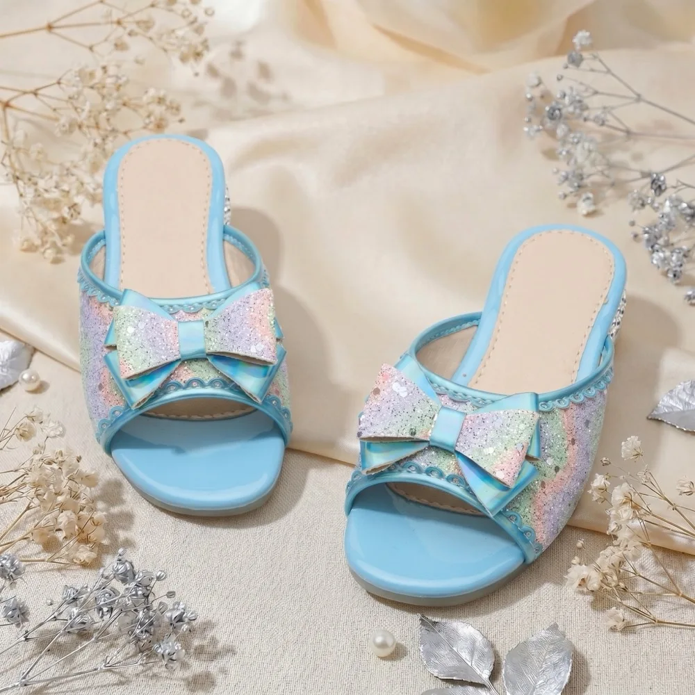 

Kids'Casual Shoes PU Leather Fashion Sport Bow Peep Toe Flat Bottom Anti-slip Breathable Pink Blue Size 26-35