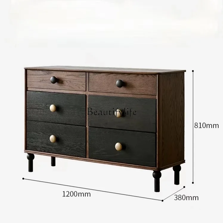 

yj7 -French solid wood six-chest cabinet dresser bedroom American retro living room simple storage bedside cabinet