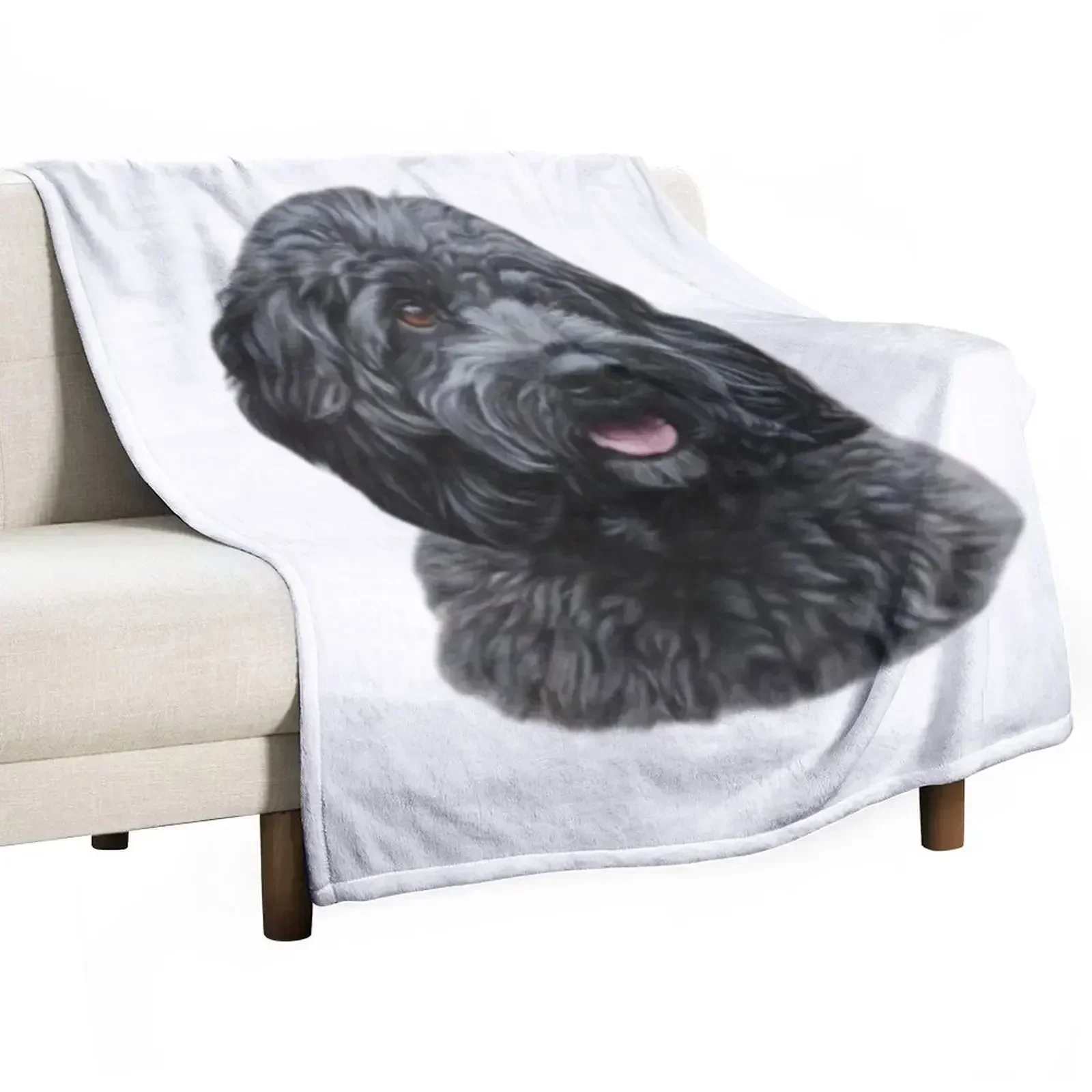 Silly Tubby Poodle Mix Dog Sticking Tongue Out Throw Blanket Softest Thermal Vintage Blankets