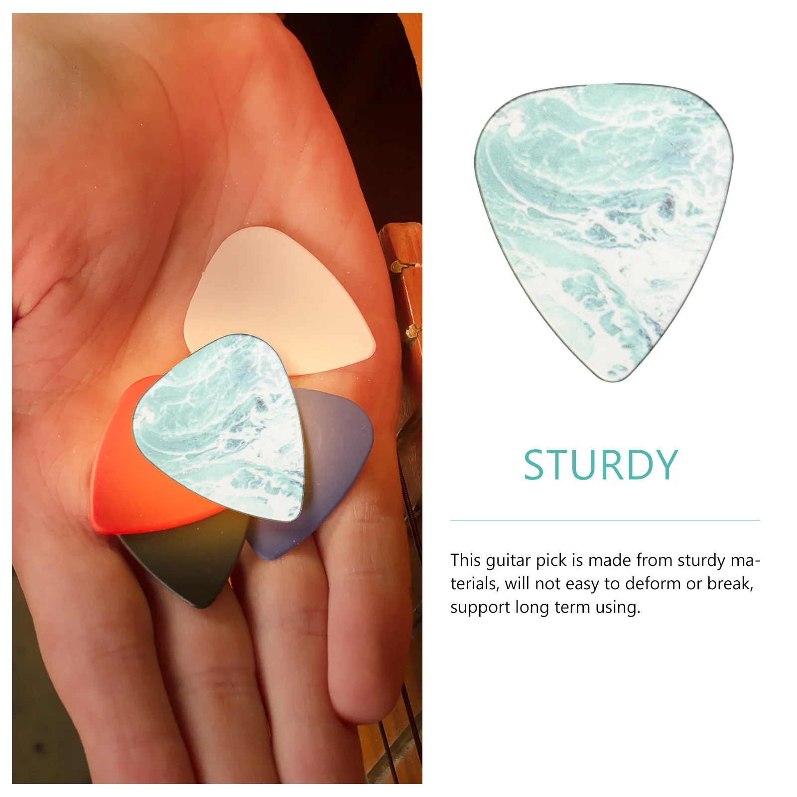 

6Pcs Folk Guitar Picks Thick Durable Electric Guitar Accessories Bulk Set Smooth Surface for Stage Practice Use