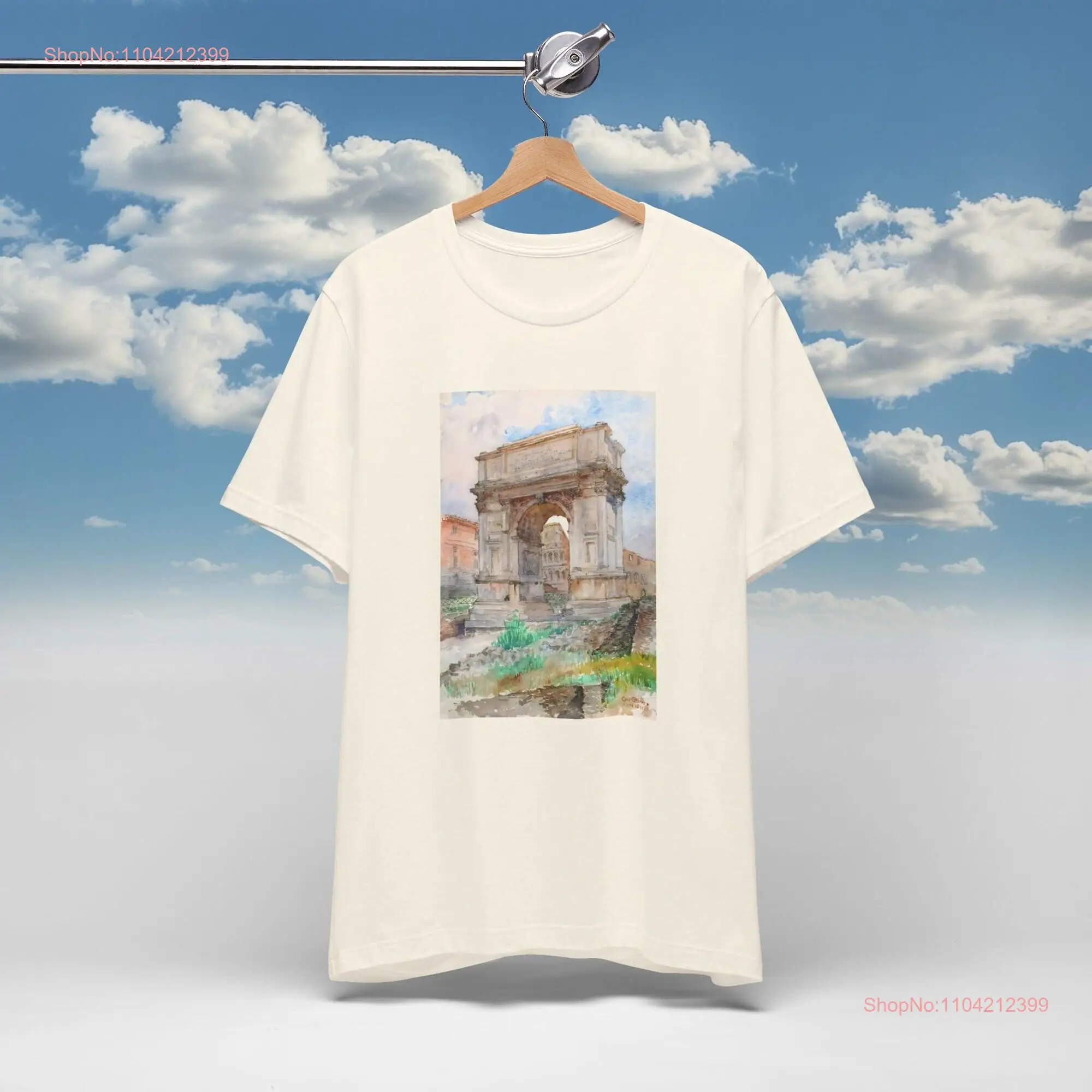 Classical Roman Architecture T Shirt Vintage Watercolor Design Arch of Titus 1933 Colorful Art Print for Lover