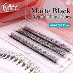 600 Fans/1200Fans 3D Matte Black Korean PBT Material Promade Fans Pointy base loose fans Sharp thin root Eyelash Extensions