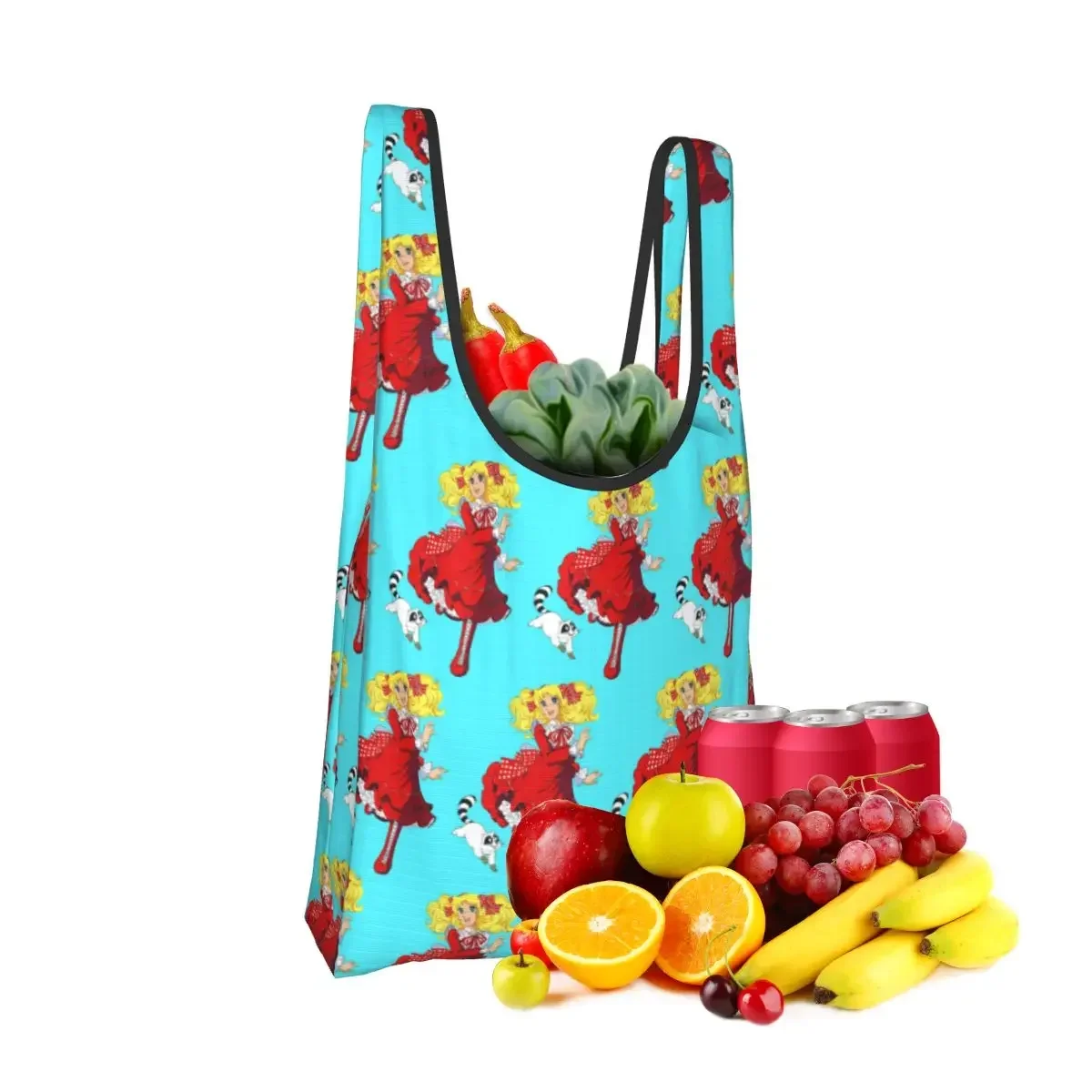 Candy Candy Snow Capucin Portable Tote Shopping Bags Large Capacity Shopper Bag Groceries Handbag Shoulder Bag