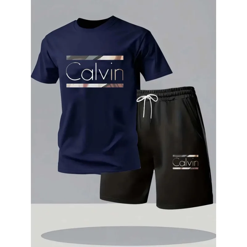 

Summer round Neck Short Sleeve Top with Printed Fabric Matching Trouser Shorts Set Fashionable Breathable Clothing 2025 Style
