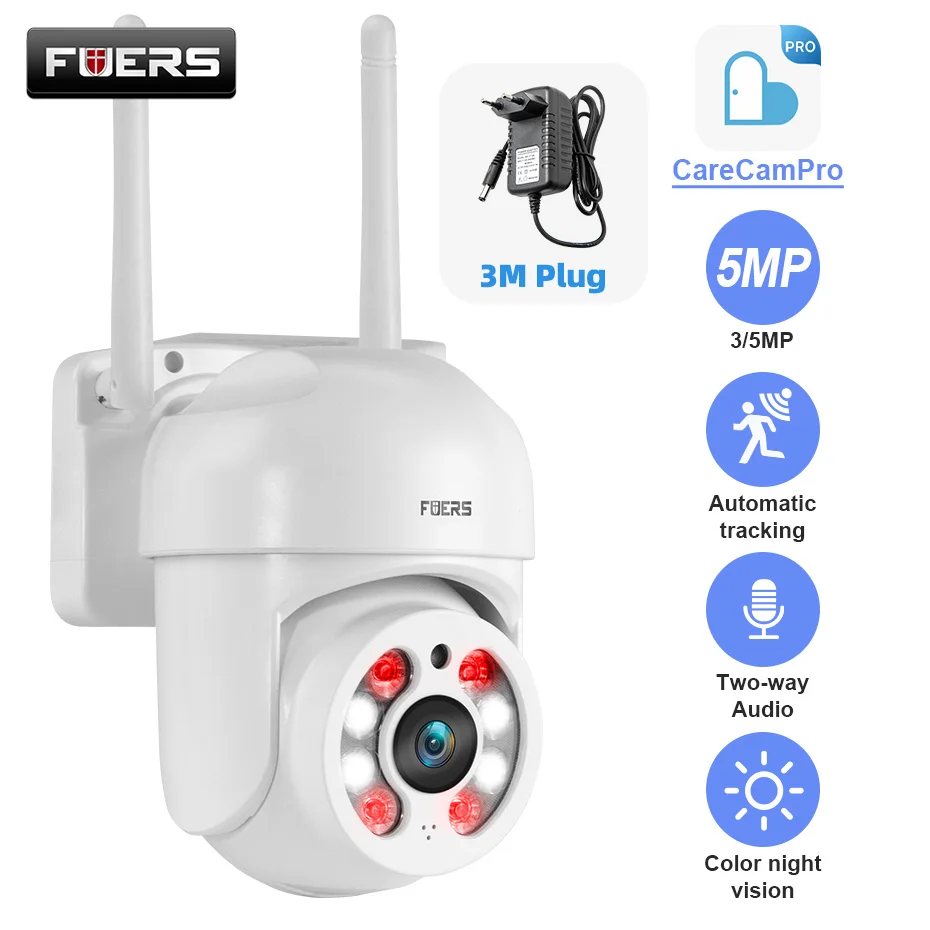 FUERS Wireless Security Camera 360° HD Outdoor CCTV 500W 300W IP WIFI Waterproof European American standard with Microphone