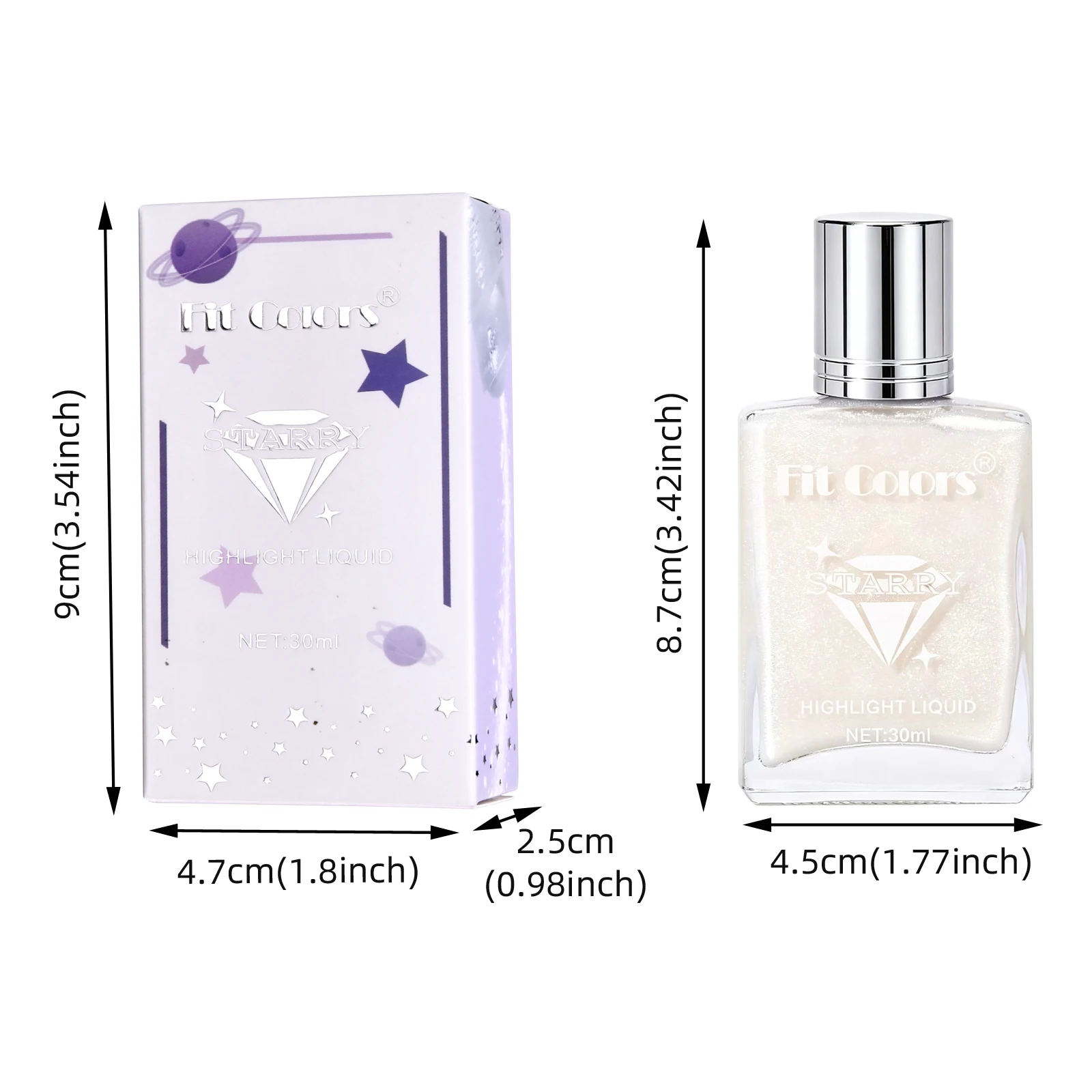 Multi‑Use Liquid Highlighter Shimmer Glow, Sparkle Illuminator for Face Body Collarbone Hair, Fit Colors Shiny Liquid Highlight