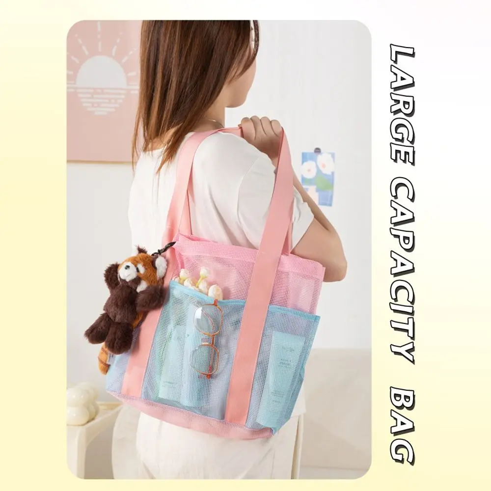 Fashion Handheld Swimming Bag Large Capacity Foldable Beach Bags Mesh Sport Bag