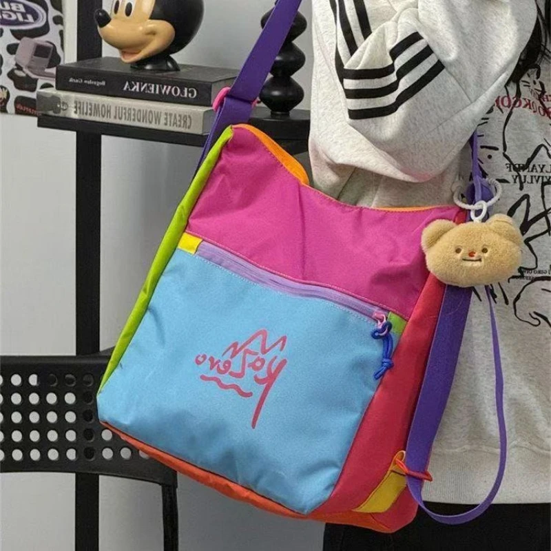 Creative Multi-pocket Color Matching Women's Zipper Lightweight Shopping Storage Bag