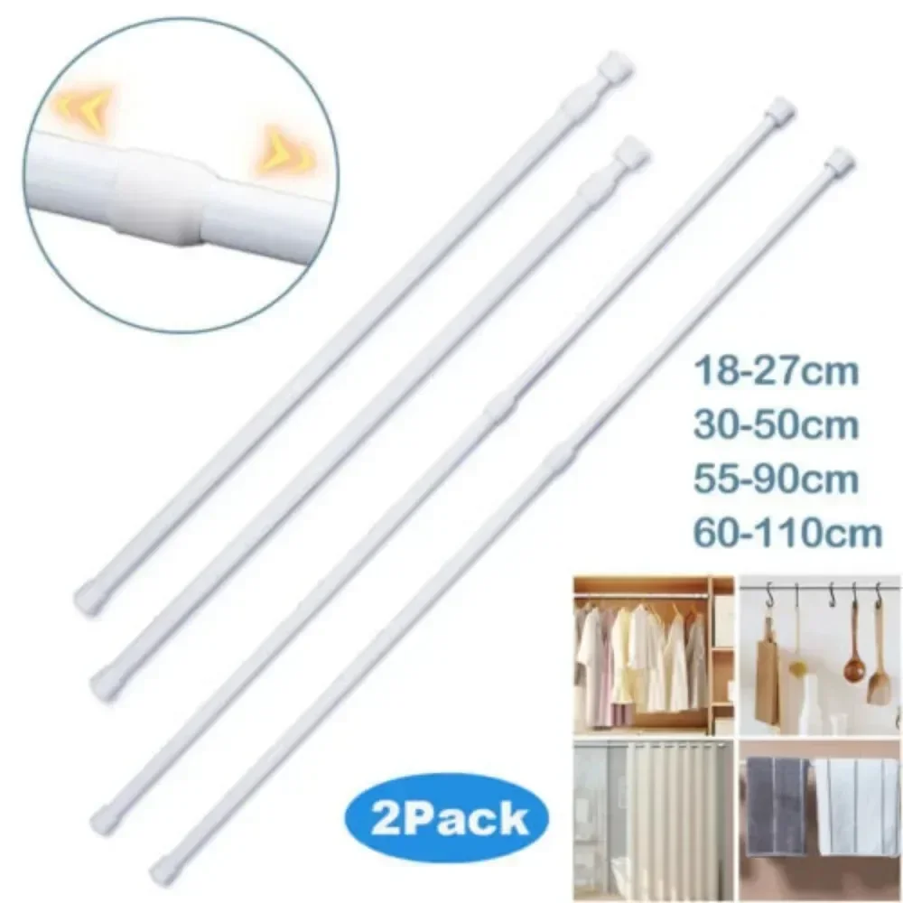 Multi Purpose Spring Loaded Extendable Sticks Useful Telescopic Net Voile Tension Curtain Rail Pole Bathroom Product Adjustable