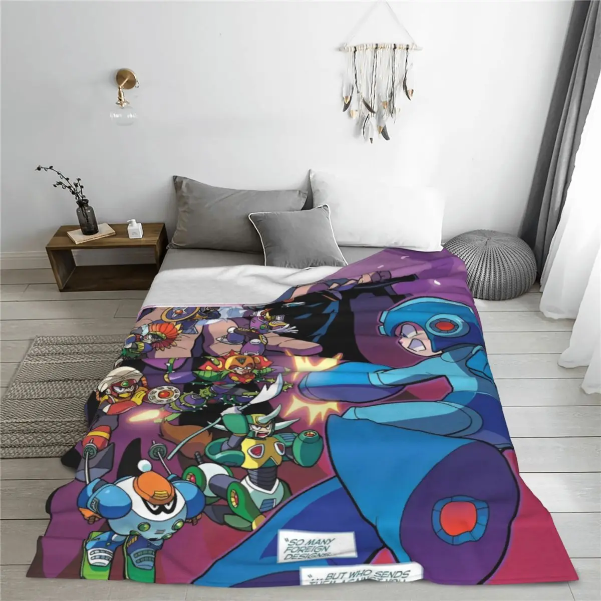 Mega Man Cartoon Rockman Game Blanket Robot Masters Flannel Funny Breathable Throw Blanket Covering Sofa Autumn/Winter Office