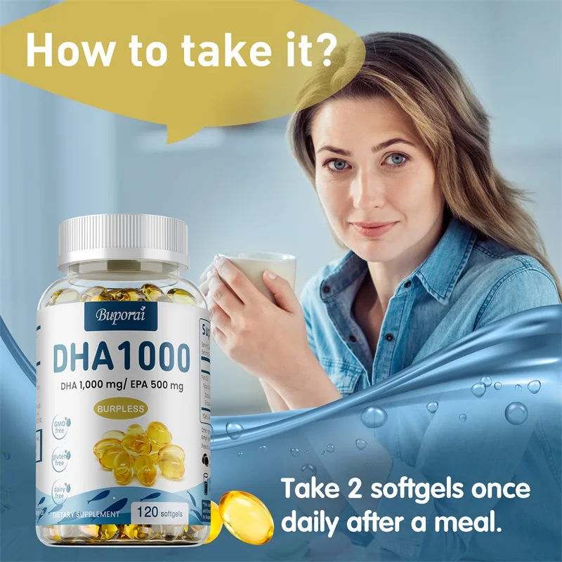 DHA Brain Supplement - DHA & EPA - Enhances Memory, Concentration and Cognition, Promotes Brain and Eye Health