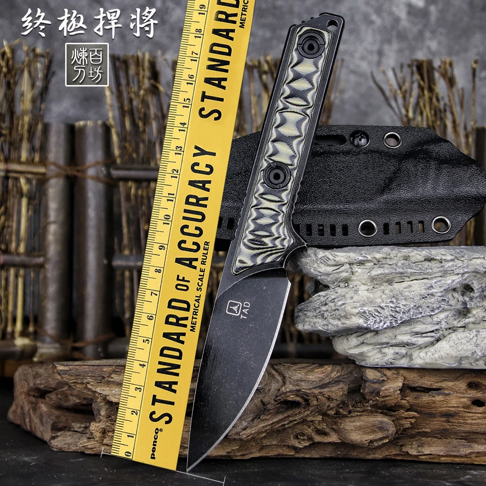 LENGREN TAD A2 Tool Steel Outdoor Heavy Knife 8MM Thick Sharp Self Defense Hunting Knife Camping Survival Knife Army Knife