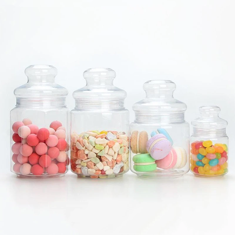 1Pcs Plastic Transparent Candy Jars Plastic Cookie Jars Food Storage Container Reusable Cookie Container Countertop Organizer