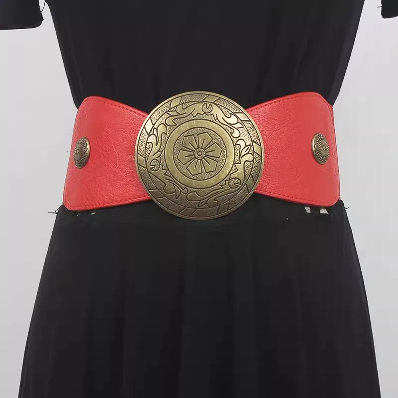 Women\'s Runway Fashion Vintage PU Leather Elastic Cummerbunds Female Dress Corsets Waistband Belts Decoration Wide Belt R218