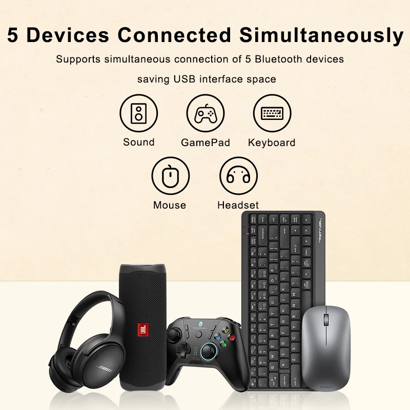 SAMZHE Adaptor Dongle USB Bluetooth 5.3 untuk Speaker PC Mouse Nirkabel Keyboard Penerima Audio Musik Pemancar Bluetooth