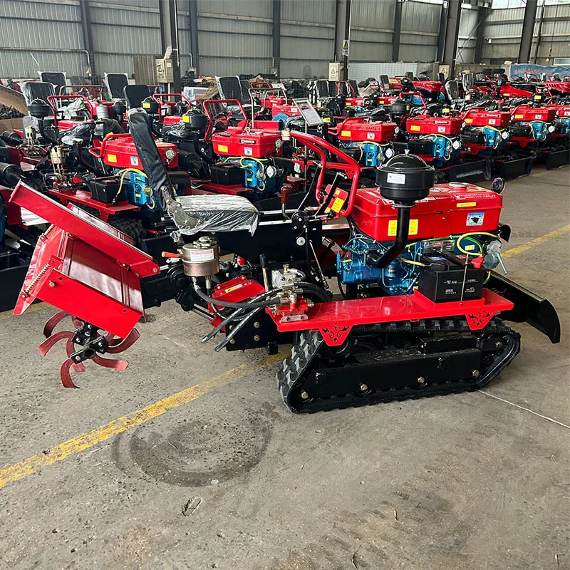 Agricultural 25hp 35hp Small Rubber Tracks Tractor Cultivator Rotary Tiller Mini Remote Control Farm Crawler Tractor