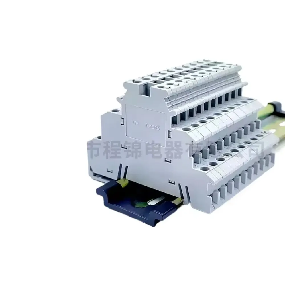 DIKD 1.5 DIN Rail Terminal Block 3-Tier 1.5mm² Screw Clamp Connector For C45 DZ47 Breaker 50Pcs